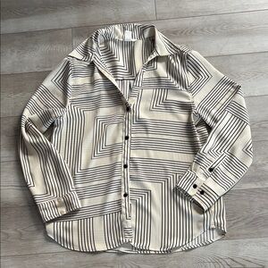 Cream Geometric Button Down Shirt for women by H&M!